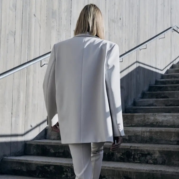 Zara * Satin Effect Blazer Jacket Gray size XS and S New - Picture 6 of 13